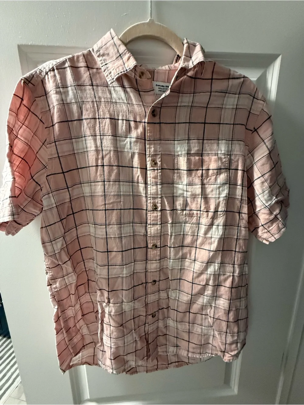 Old Navy Pink Windowpane Short-Sleeve Button-Up Shirt